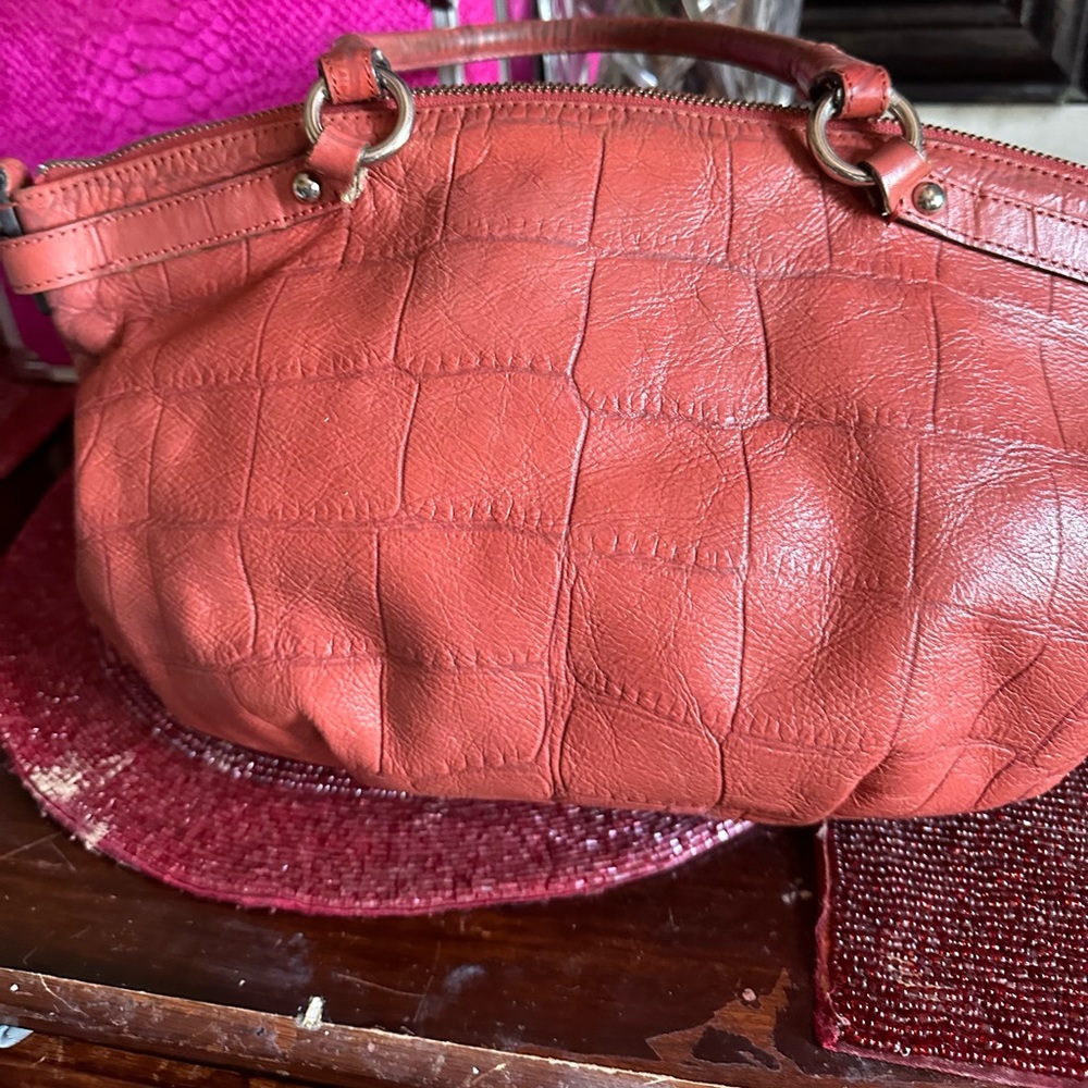 Coach Super adorable women's croc print leather handbag.